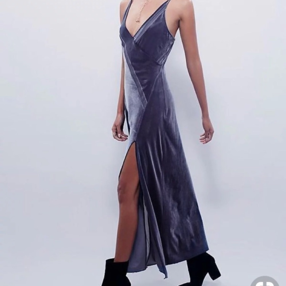 Free people velvet maxi dress in graphite